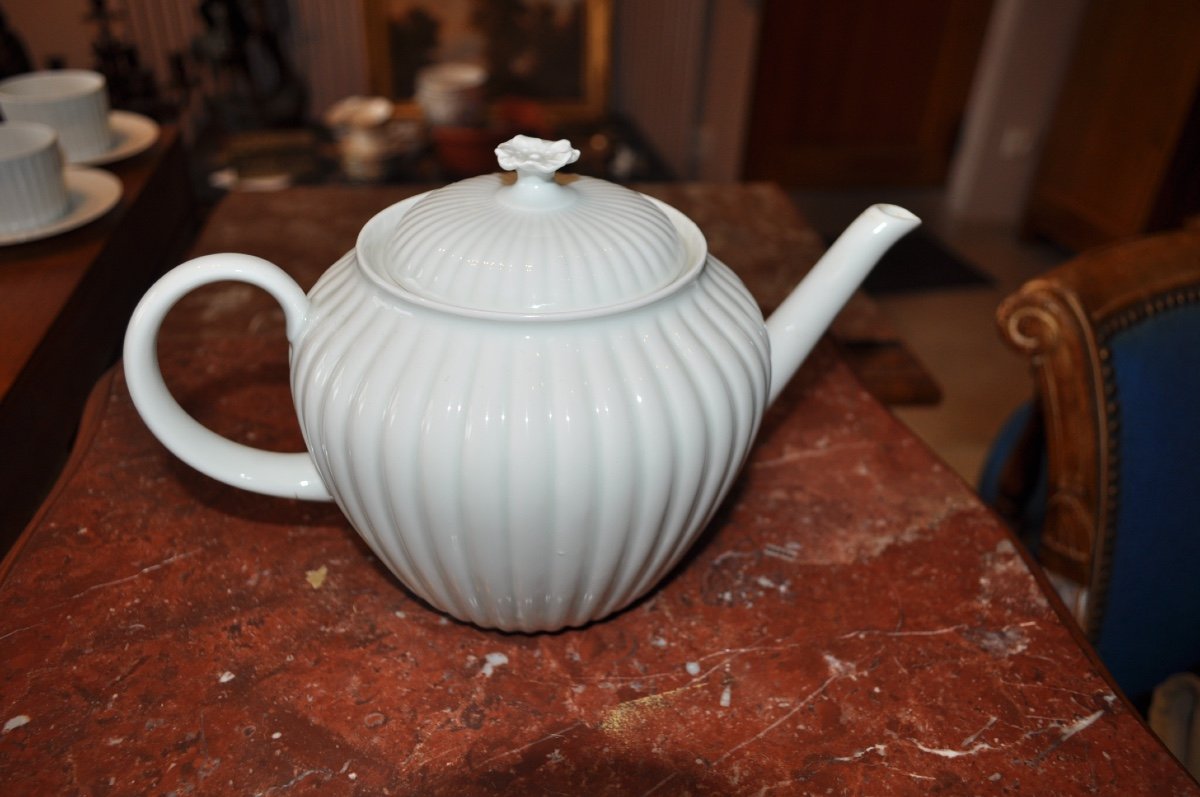 Service à Café Ou Thé En Porcelaine Blanche De Limoges A.lanternier 12 Tasses Cafetière Sucrier-photo-2