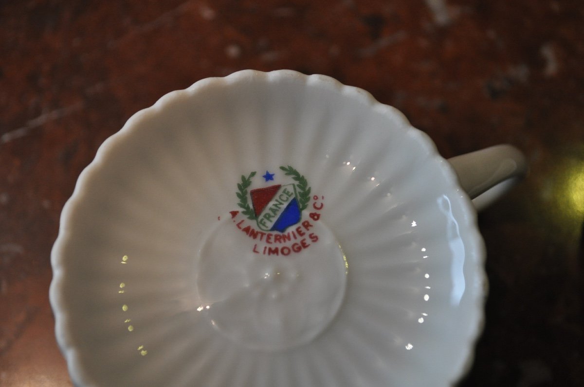 Service à Café Ou Thé En Porcelaine Blanche De Limoges A.lanternier 12 Tasses Cafetière Sucrier-photo-2
