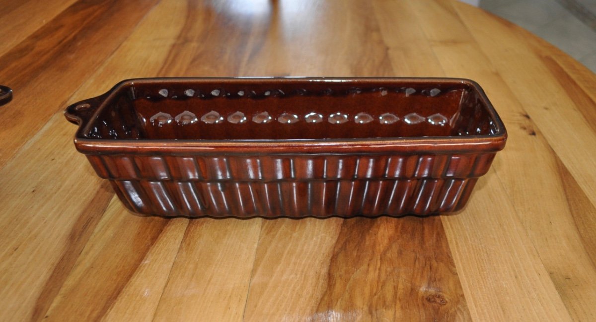 Pair Of Antique Decorative Cake Molds In Glazed Terracotta Germany Ceramic Germany-photo-1