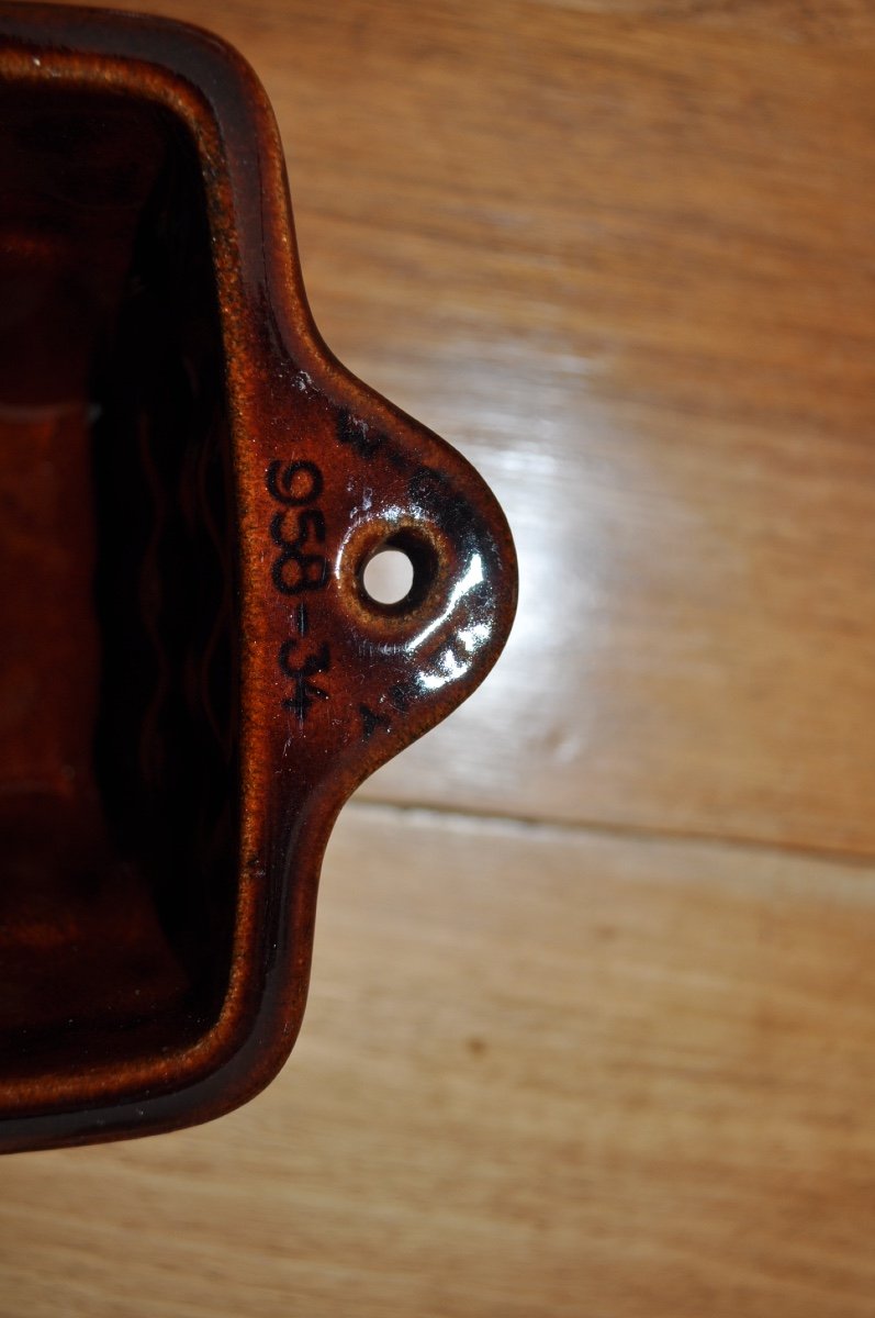 Pair Of Antique Decorative Cake Molds In Glazed Terracotta Germany Ceramic Germany-photo-2