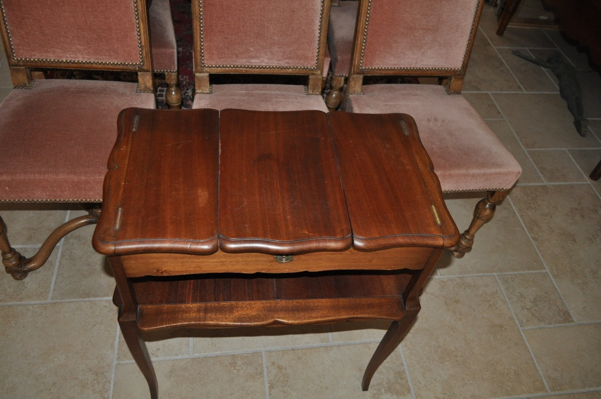 Petite table coiffeuse ancienne en acajou d'époque art nouveau table d'appoint-photo-1