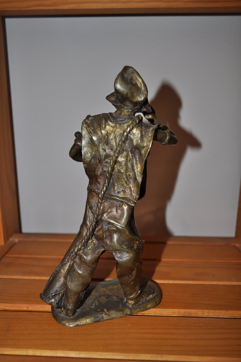 Small Antique African Bronze Statuette From The Mid-20th Century, Ouagadougou, Burkina Faso-photo-2