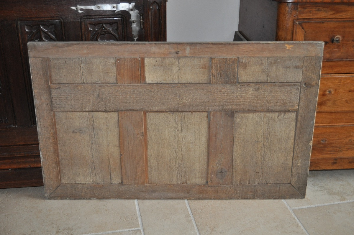 Miroir d'époque Louis XVI 18ème Cadre En Bois Laqué Glace Au Mercure élément De Boiserie peint-photo-2