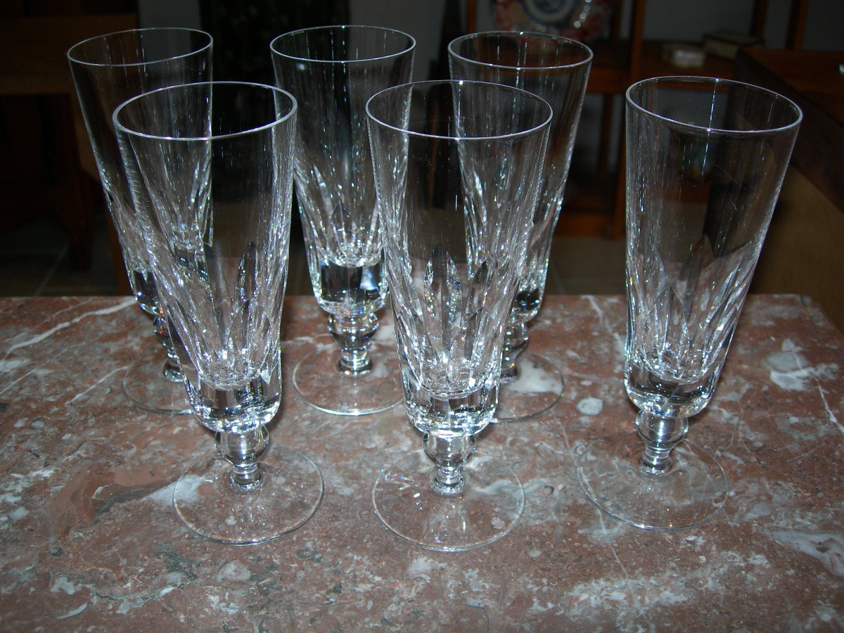 6 flutes à champagne modèle Jersey en cristal de st saint Louis verre paquebot France 16,8 cm-photo-4