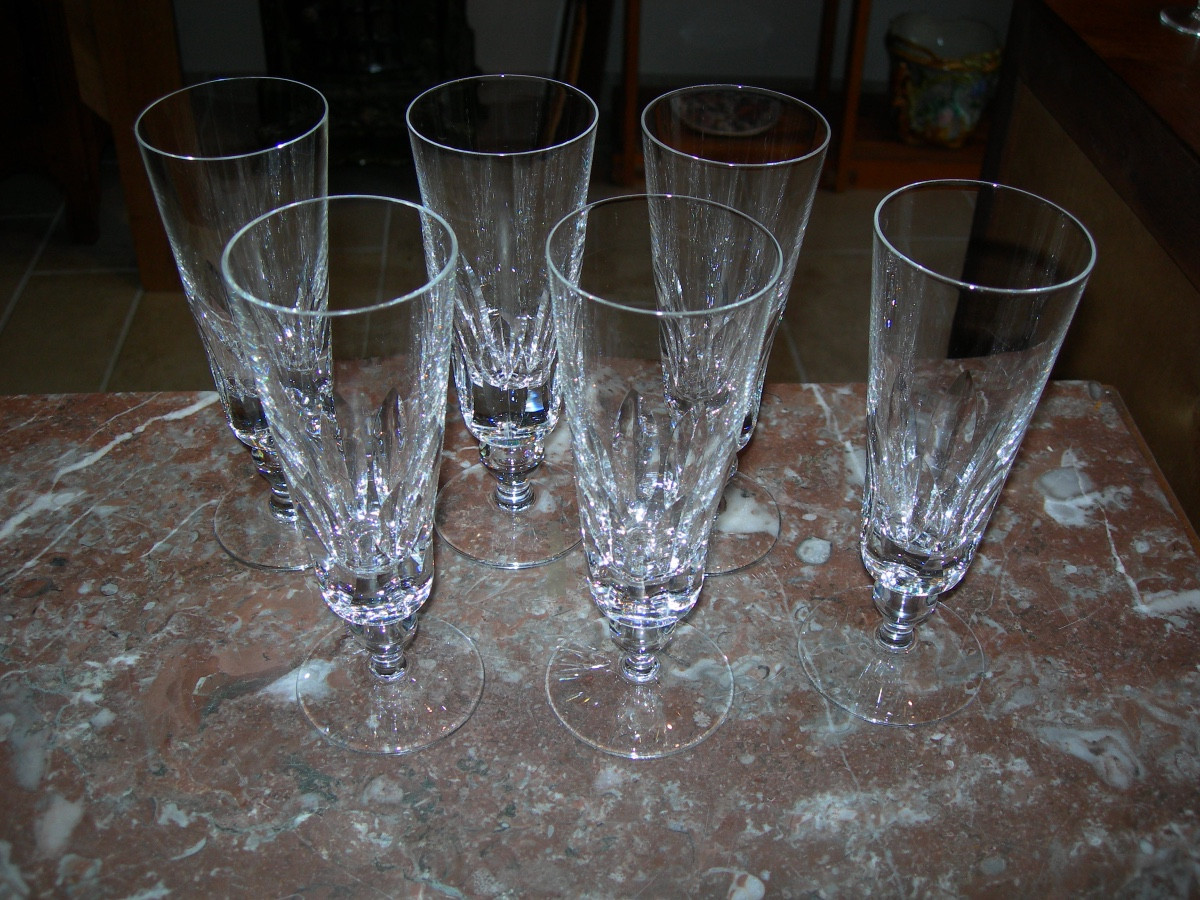 6 flutes à champagne modèle Jersey en cristal de st saint Louis verre paquebot France 16,8 cm-photo-1