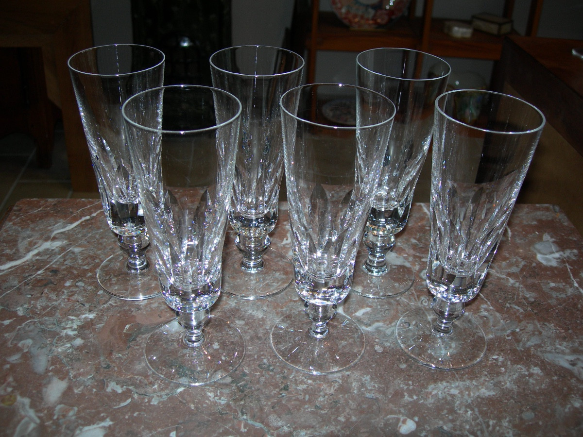 6 flutes à champagne modèle Jersey en cristal de st saint Louis verre paquebot France 16,8 cm