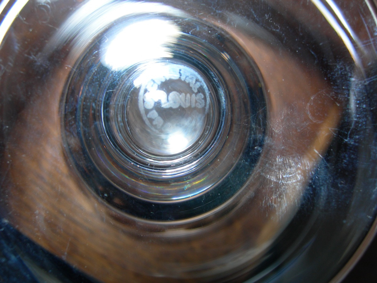 6 Jersey Pattern Water Or Wine Glasses In Saint Louis Crystal, France Ocean Liner Glass, 14.5 Cm-photo-2