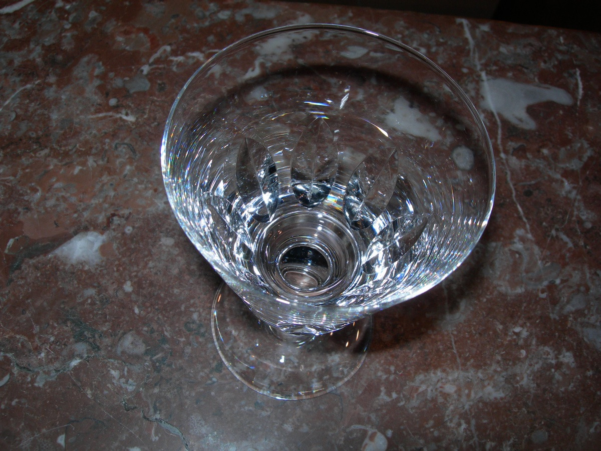 6 Jersey Pattern Water Or Wine Glasses In Saint Louis Crystal, France Ocean Liner Glass, 14.5 Cm-photo-3