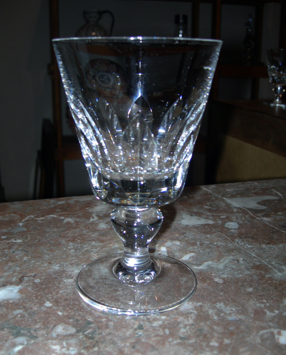 6 Jersey Pattern Water Or Wine Glasses In Saint Louis Crystal, France Ocean Liner Glass, 14.5 Cm-photo-4