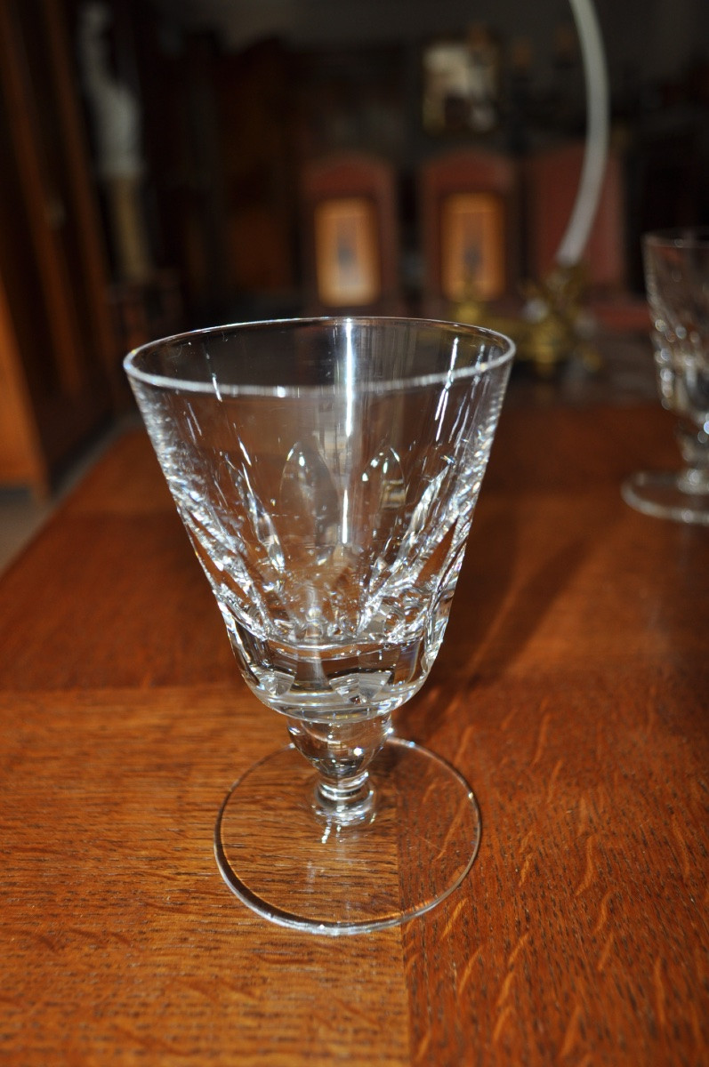 6 Jersey Pattern Wine, Liqueur, Or Aperitif Glasses In Saint Louis Crystal, France, 11.2 Cm-photo-2