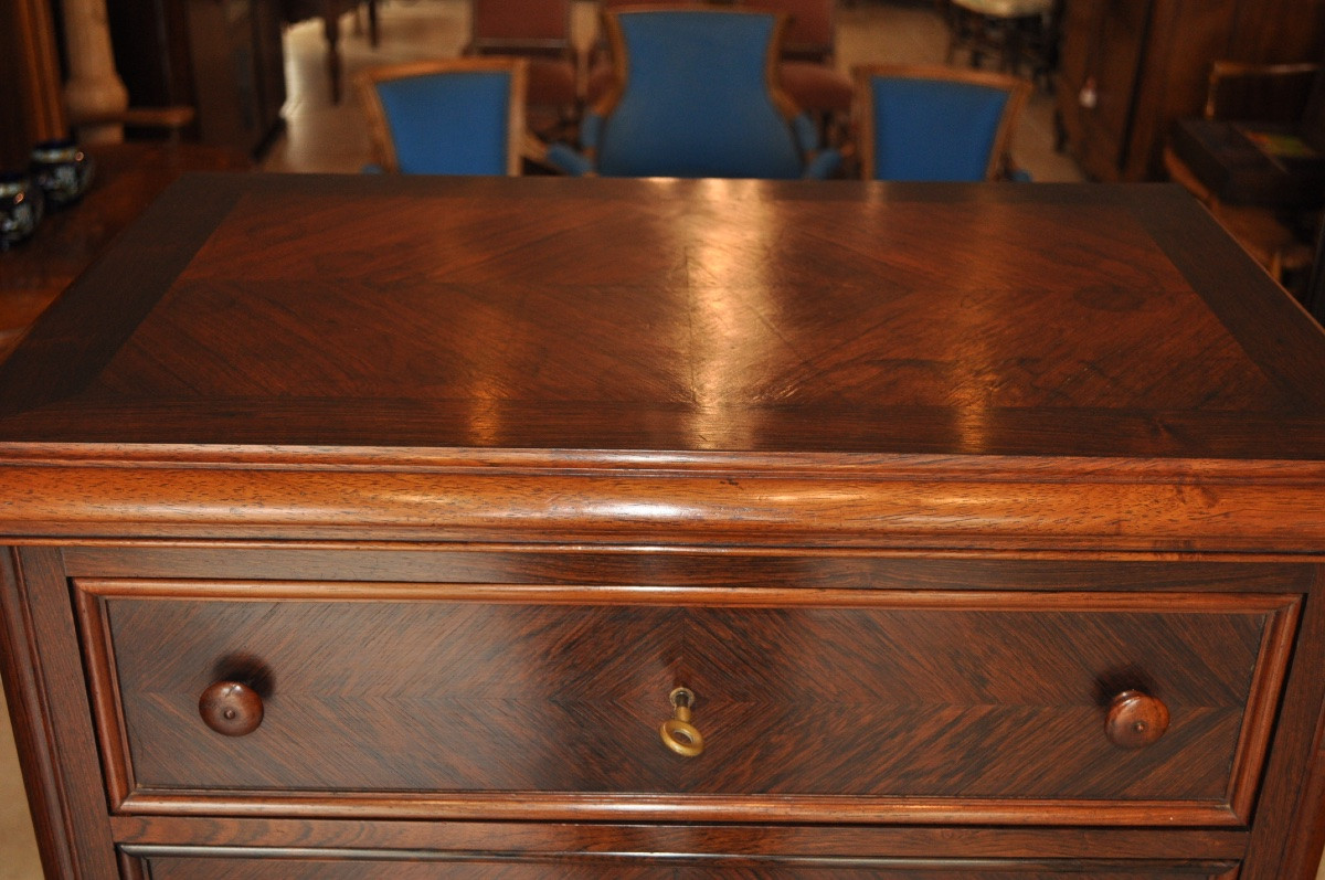 Small Rosewood Chest Of Drawers From The Napoleon III Period, 19th Century, With 7 Drawers, Antique Furniture-photo-4