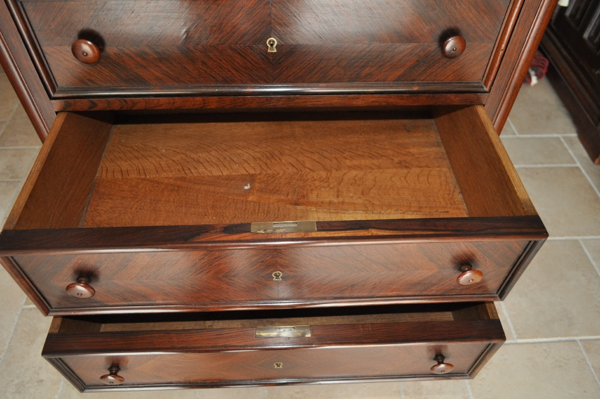 Small Rosewood Chest Of Drawers From The Napoleon III Period, 19th Century, With 7 Drawers, Antique Furniture-photo-2