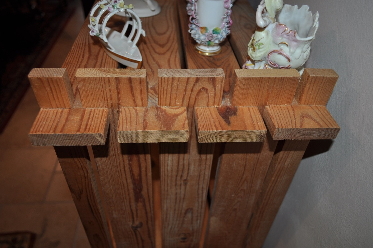 Grande Etagère bibliothèque escalier en pin probablement de la maison Regain année 60 -70 - 80-photo-1