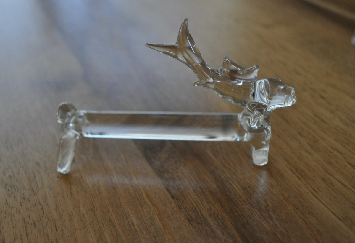 Série De 6 Porte-couteaux Animaliers En Verre Ou Cristal écureuil Oiseau Cochon Dauphin Etc-photo-4