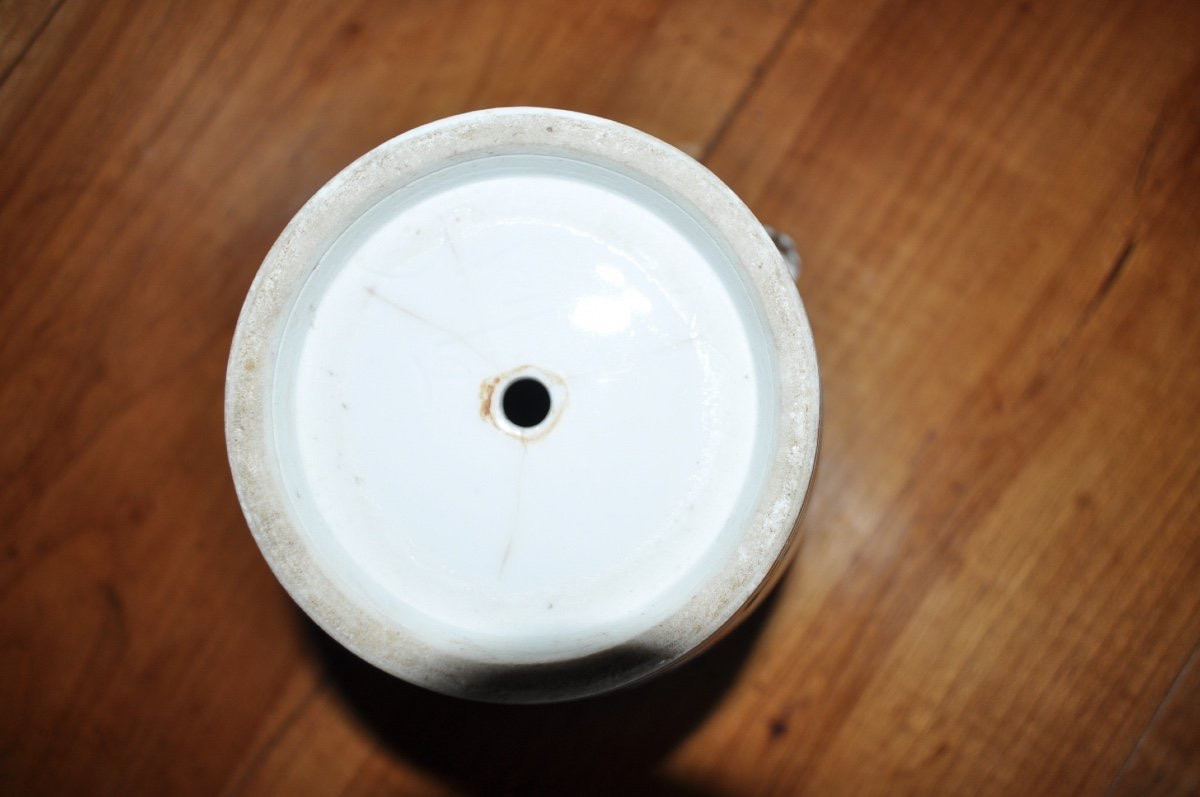 Cache Pot Ancien En Porcelaine De Paris d'époque Empire Début 19ème Décor Polychrome Et Doré-photo-3