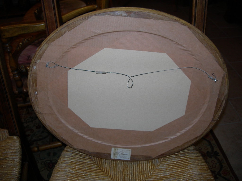 Antique Oval Oil Painting On Cardboard, Landscape, Signed Claude Gardy (born 1949), Village And River Scene, Signed Claude Gardy (born 1949)-photo-2