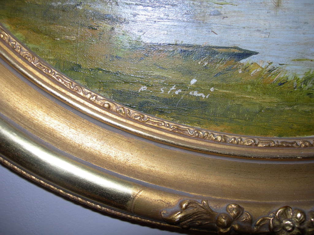 Oil Painting On Oval Canvas, Signed Pierre Stéfani, Born In 1938, Depicting The Mills Of Flanders And The Seascape.-photo-2