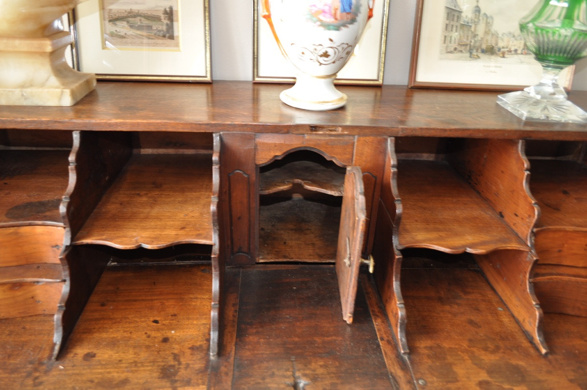 COMMODE SCRIBANNE GALBÉE D'ÉPOQUE LOUIS XV EN NOYER MASSIF MEUBLE SCRIBAN ANCIEN 18ÈME-photo-2