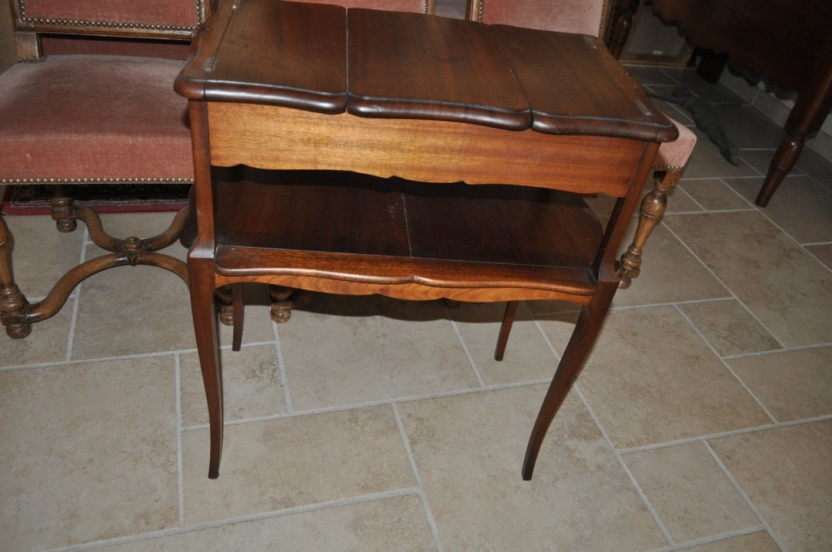 Small Antique Mahogany Dressing Table Art Nouveau Period Occasional Table-photo-4