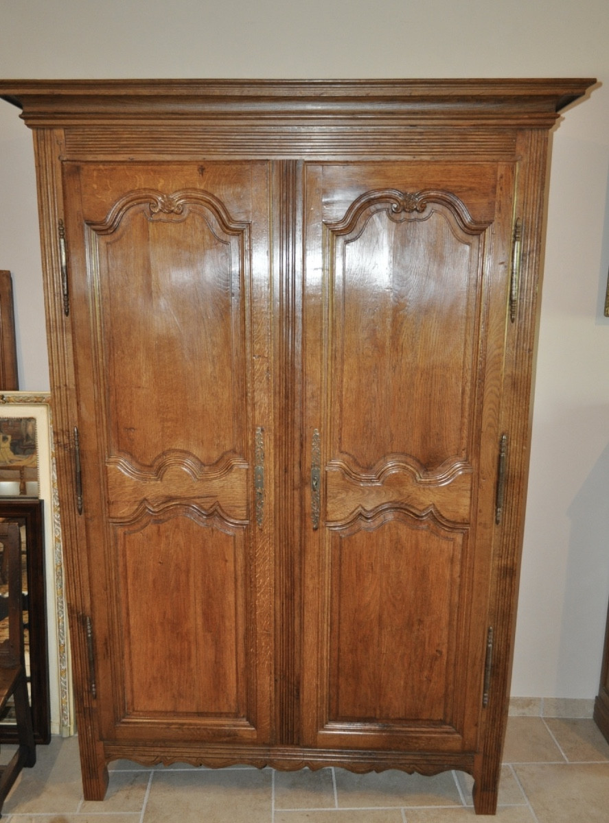PETITE ARMOIRE LOUIS XIV - LOUIS XV EN CHÊNE MASSIF ÉPOQUE 18ème MEUBLE ANCIEN 2 PORTES