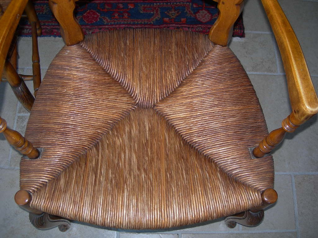 Pair Of Antique Carved Walnut Straw Armchairs From Provence, 19th Century-photo-3