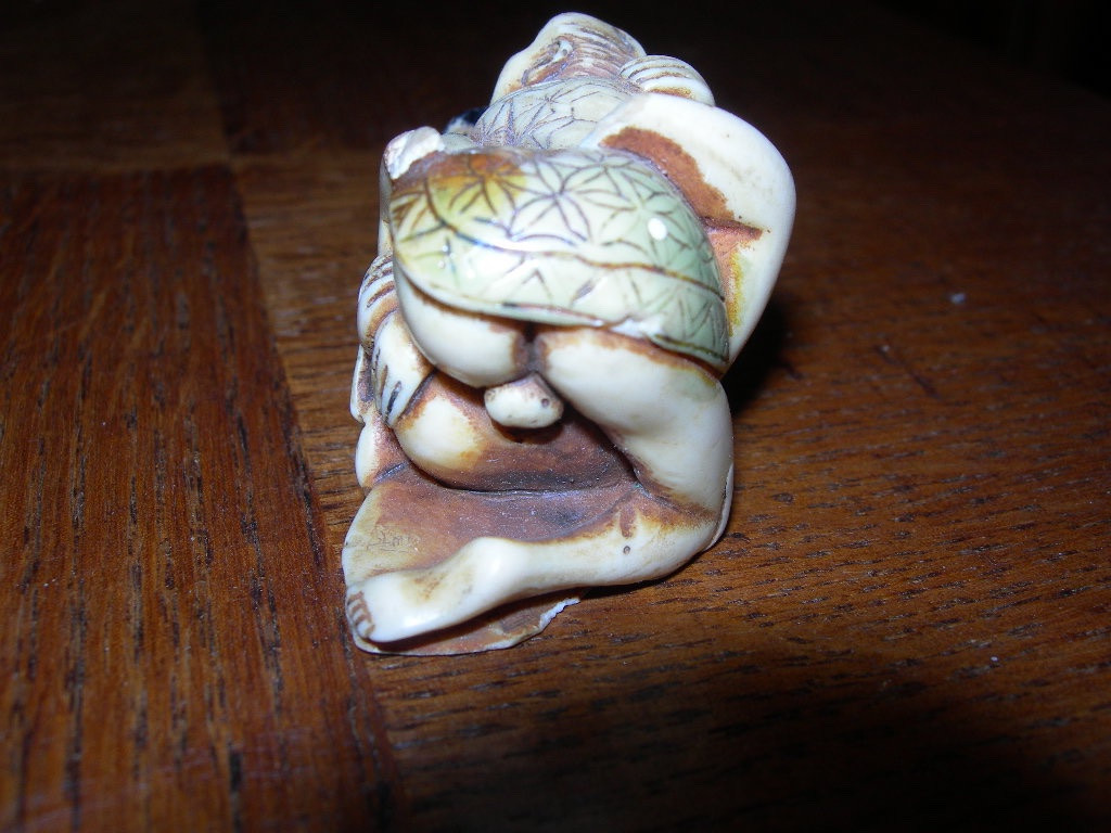 Erotic Polychrome Ivory Nétsuké Japan, Late 19th Or Early 20th Century Curiosity Item-photo-3