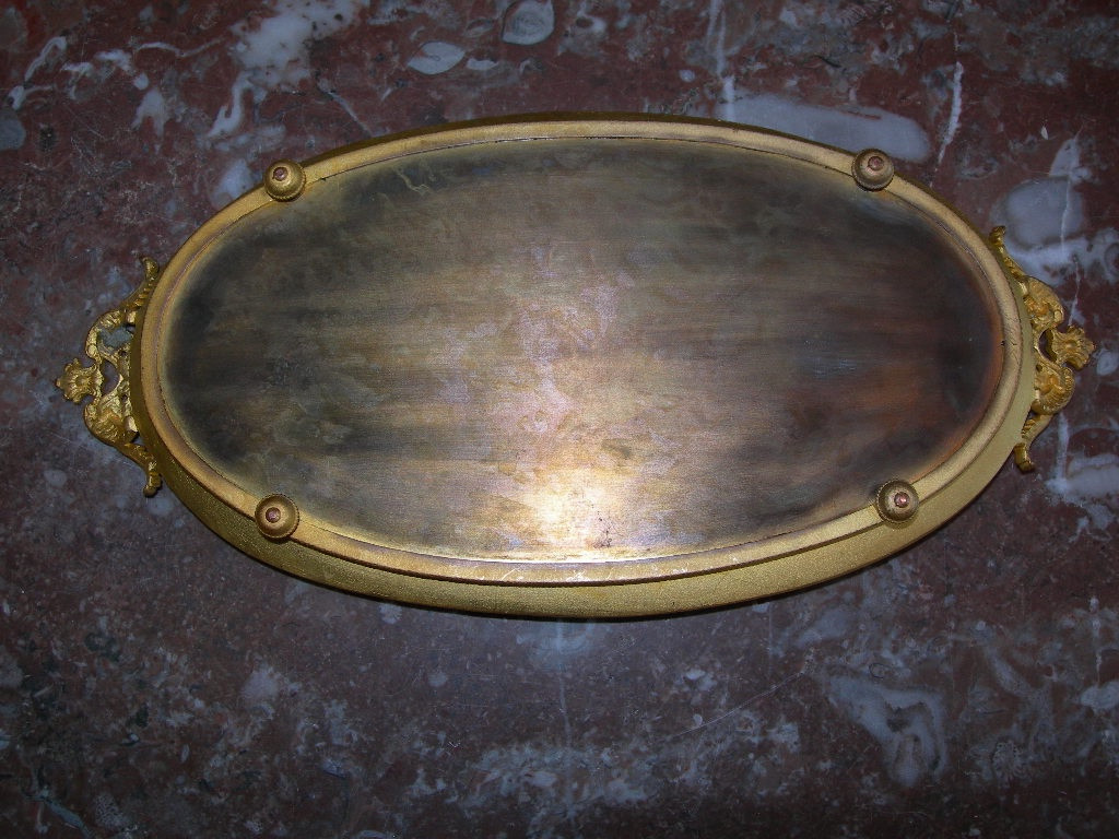 Napoleon III Period Blue Marble And Gilt Bronze Desk Set, Inkwell, Blotter Tray-photo-3
