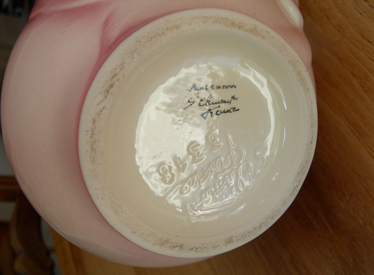 Antique St Clément Earthenware Zoomorphic Pitcher Depicting A Pink Pig-photo-1