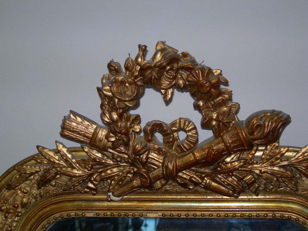 Small 19th Century Gilded Mirror In Wood And Gilded Stucco In The Napoleon III Style.-photo-2