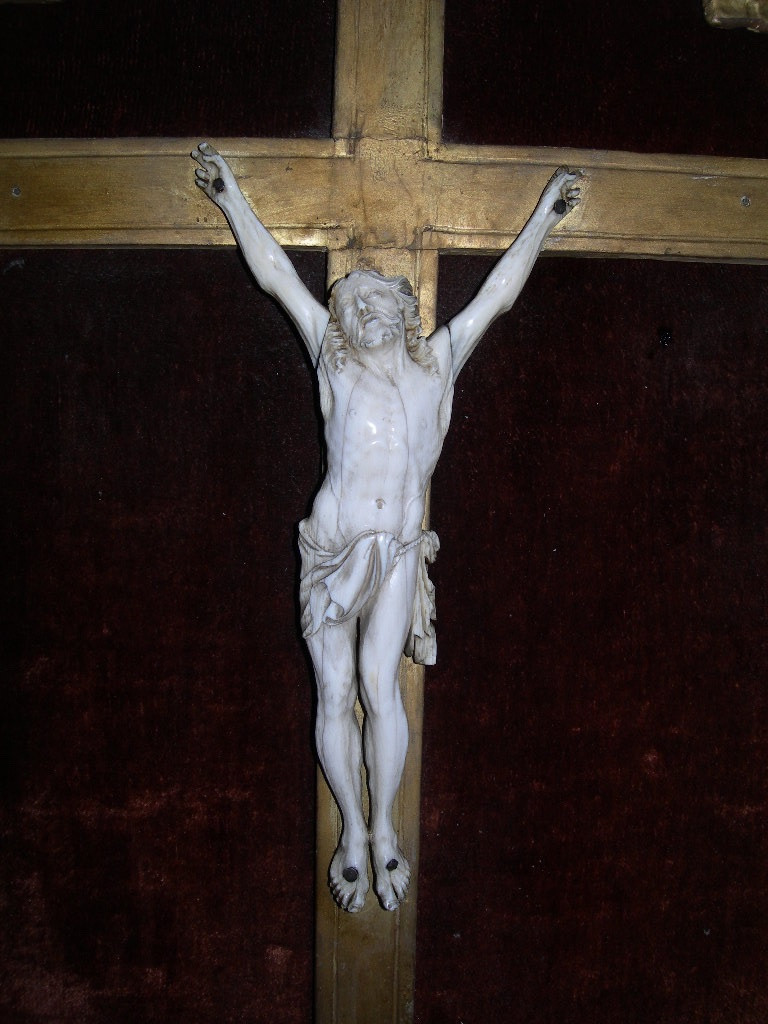 Antique Christ In Ivory, Early 18th Century, Carved And Gilded Wood Frame, Louis XIV Or Regency Style-photo-4