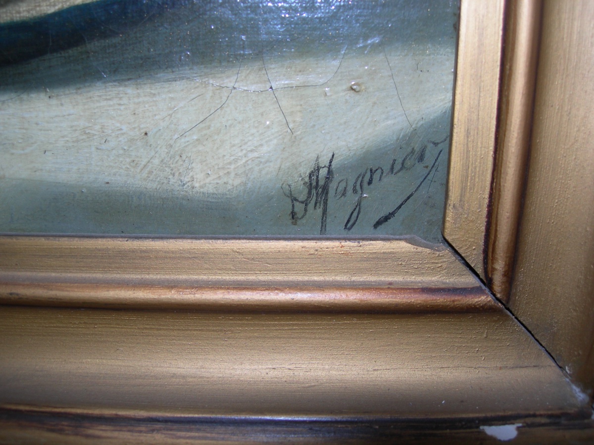 Antique 19th-century Oil-on-canvas Still Life Painting Featuring Fruit, Signed "l. Magnier"-photo-1