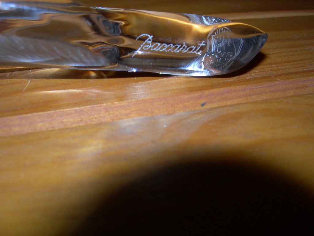 Presse-papier en cristal de Baccarat signé en forme de plume nécessaire de bureau presse papier-photo-4