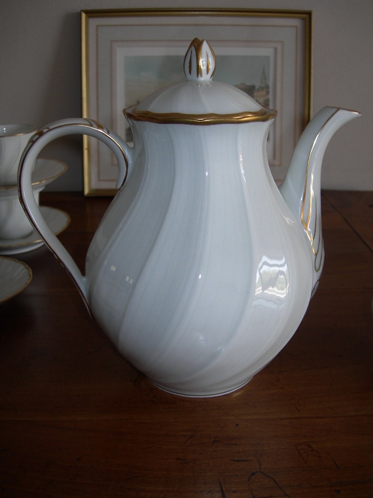 Limoges Porcelain Coffee Set By Bérnardaud, "verlaine" Model, Complete And In Perfect Condition -photo-3
