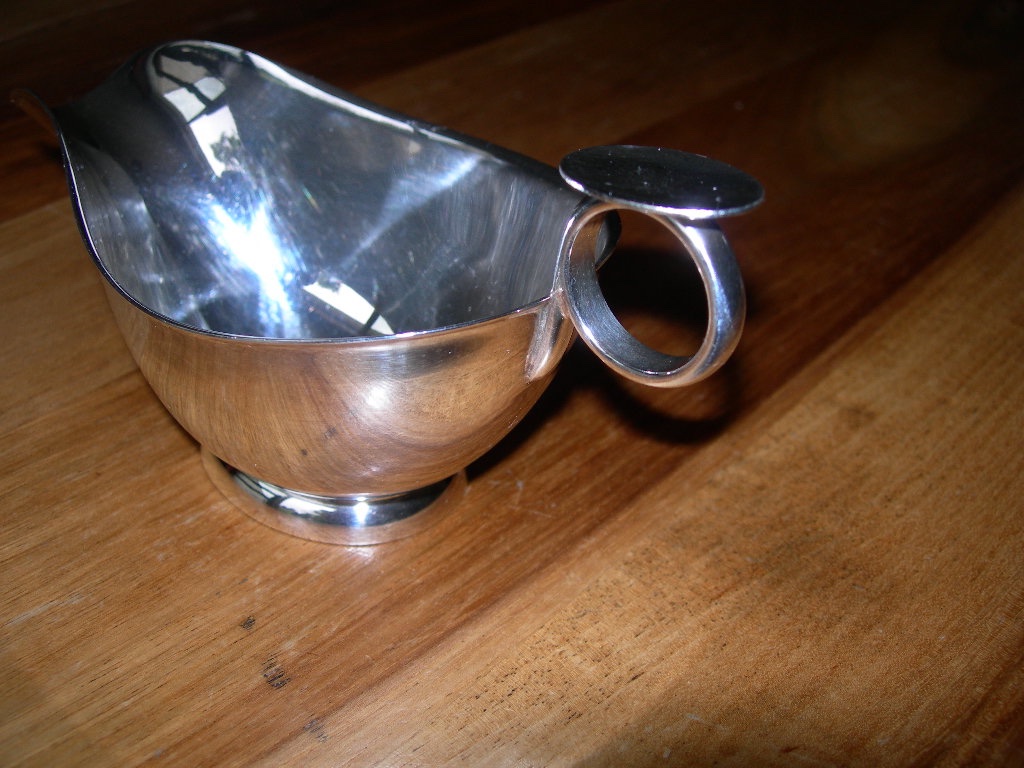 Silver-colored Metal Gravy Boat By Ercuis France-photo-2