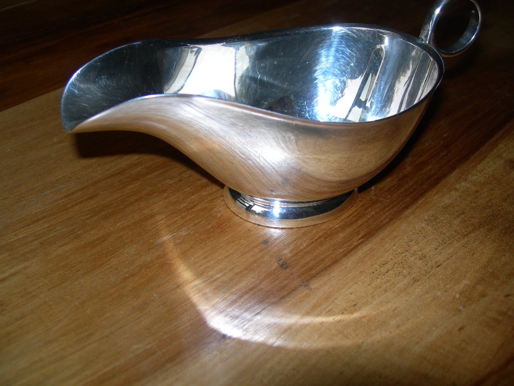 Silver-colored Metal Gravy Boat By Ercuis France-photo-3