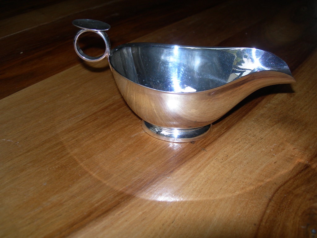 Silver-colored Metal Gravy Boat By Ercuis France
