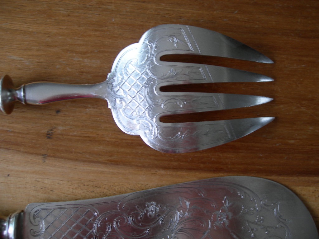 Fish-serving Knife And Fork Made Of Silver-plated Metal In The Rocaille Style-photo-1
