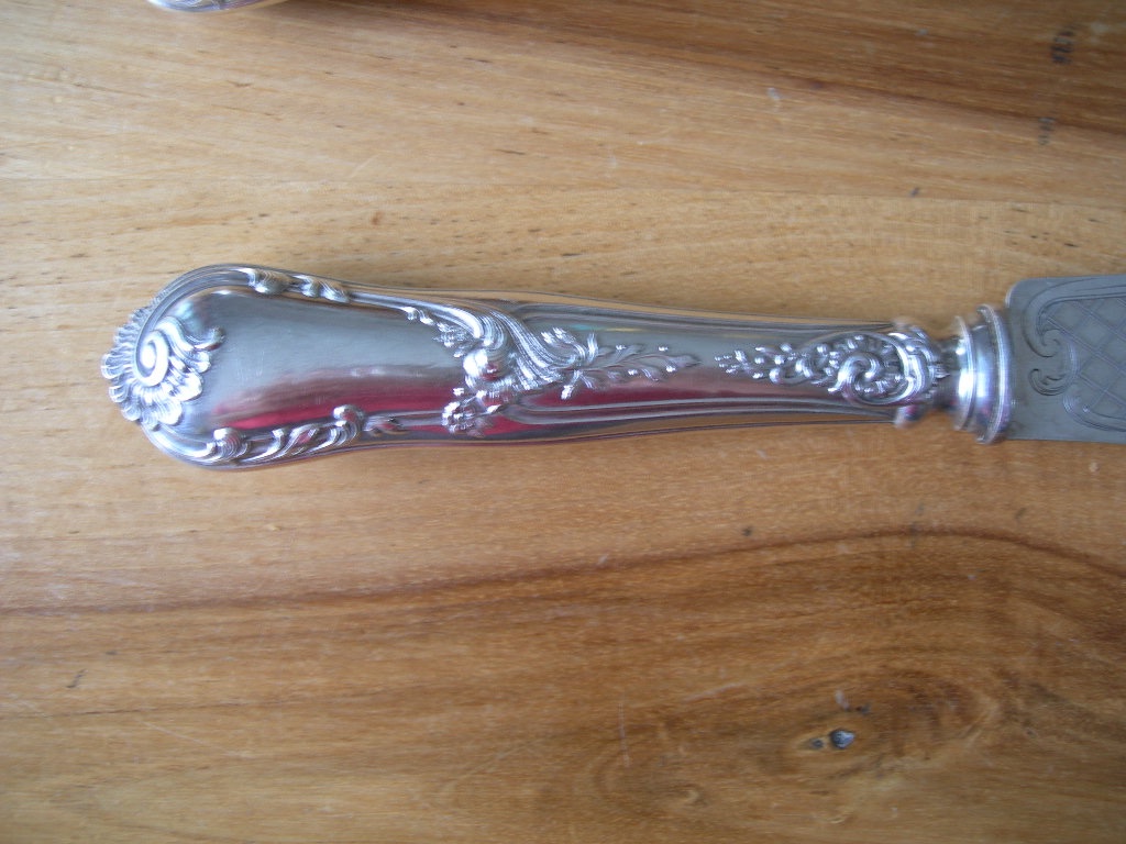 Fish-serving Knife And Fork Made Of Silver-plated Metal In The Rocaille Style-photo-2