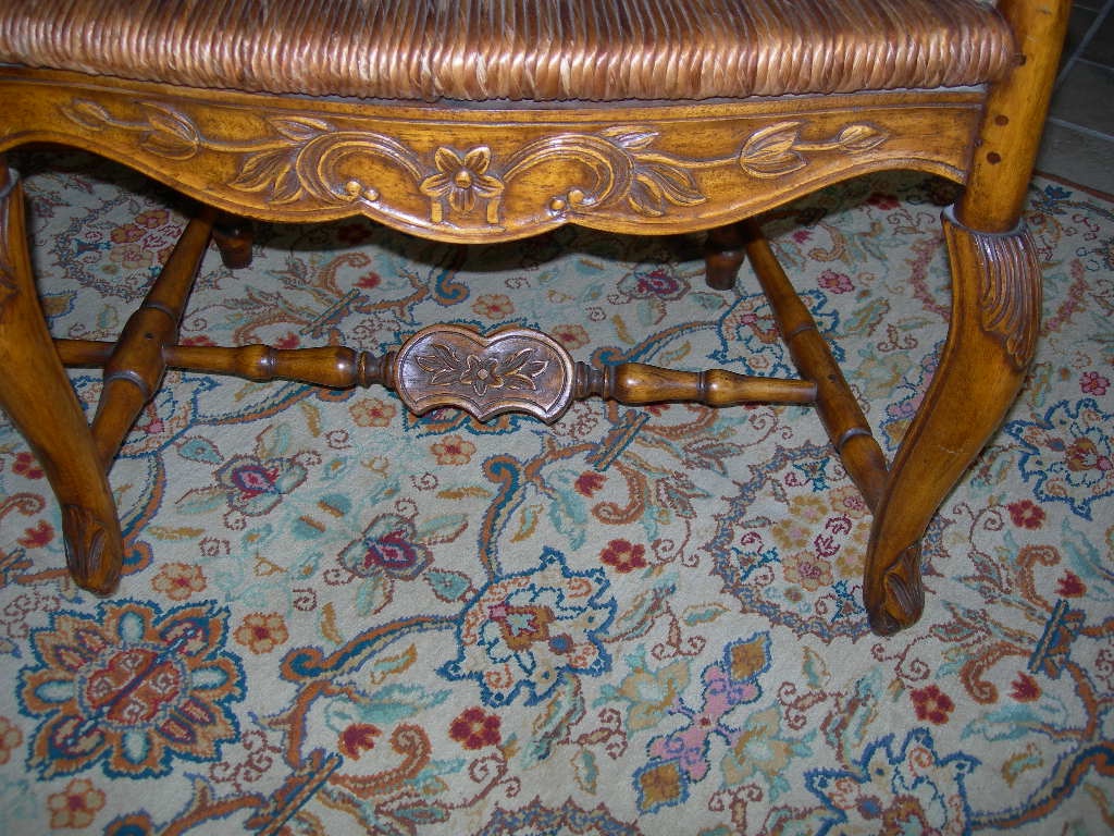 Antique Provencal Straw-upholstered Sofa In Carved Walnut, 19th Century; "radassier" 2-seater Armchair-photo-4