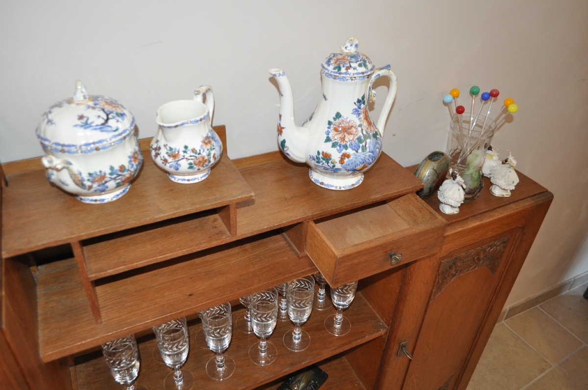 PETIT BUFFET D'ENTRÉE OU DESSERTE CONSOLE EN CHÊNE DORÉ D'ÉPOQUE ART DÉCO MEUBLE ANCIEN 1930-photo-4