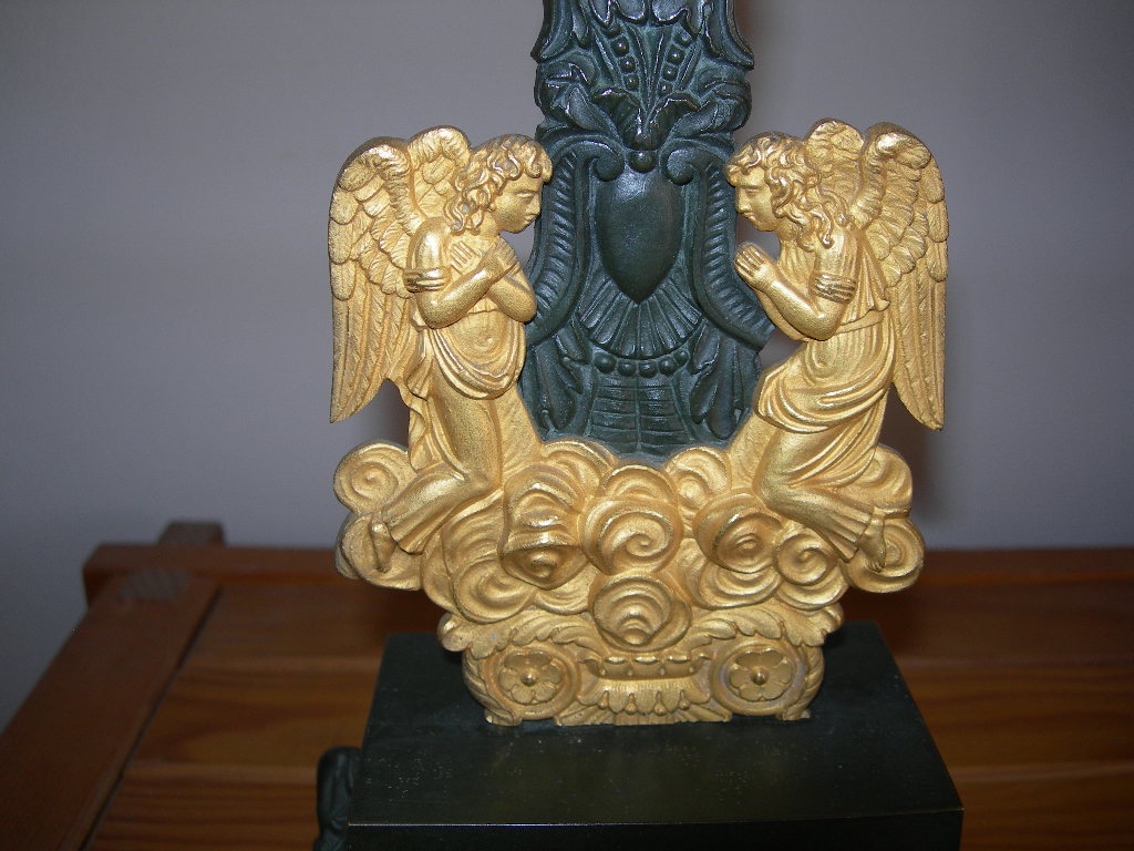 Antique Gilded And Patinated Bronze Crucifix From The Restoration Period; 19th-century Religious Art Object-photo-3