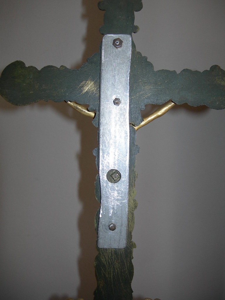Antique Gilded And Patinated Bronze Crucifix From The Restoration Period; 19th-century Religious Art Object-photo-3