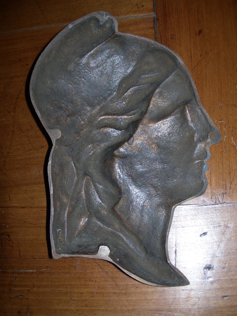 Effigie profil de Marianne en bronze objet ancien sculpture d'époque début 20ème-photo-2