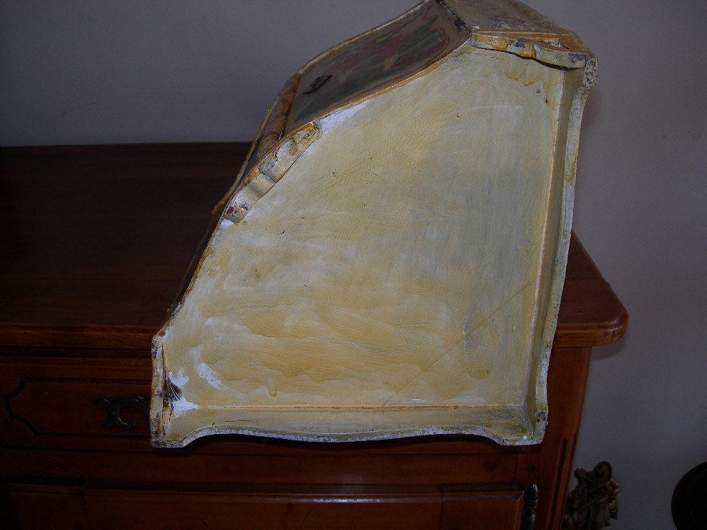 Petite encoignure ancienne galbée étagère murale d'angle en bois peint et laqué d'époque 18ème -photo-4