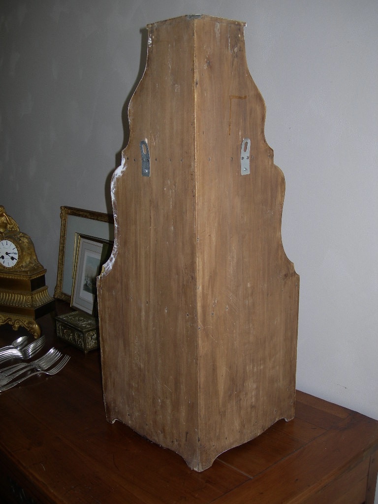 Petite encoignure ancienne galbée étagère murale d'angle en bois peint et laqué d'époque 18ème -photo-5