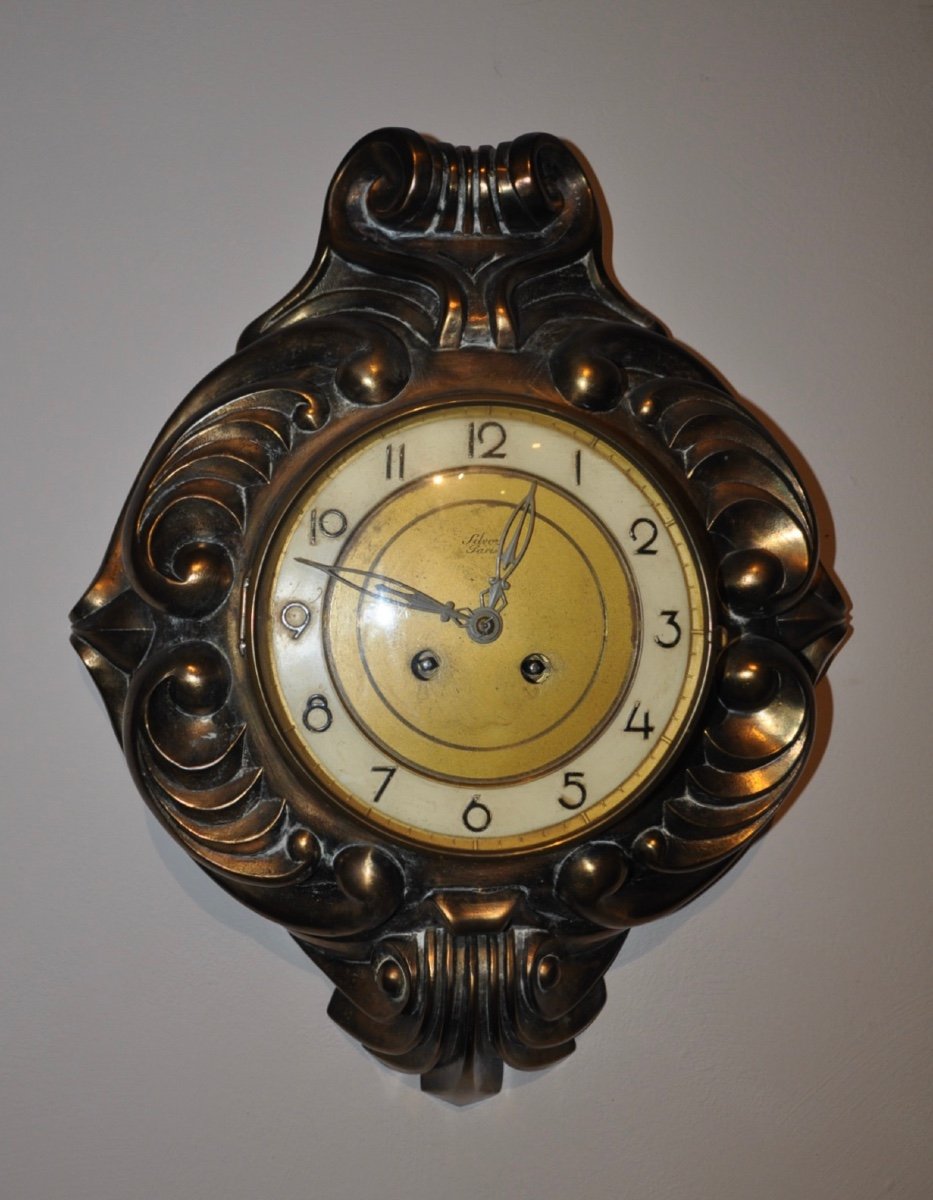 Wall Clock In Bronze From The 50s Brand Silvoz Paris Cartel Wall Lamp Year 50