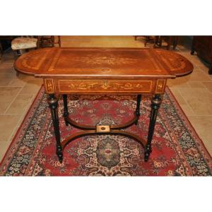 Petite Table De Salon Ancienne En Marqueterie époque 19ème style Napoléon III Petit Bureau 