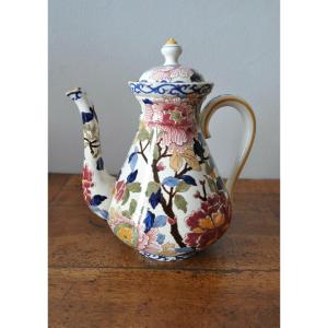 Large Gien Earthenware Coffee Pot Peony Decor Coffee Pot Perfect Condition 26 Cm