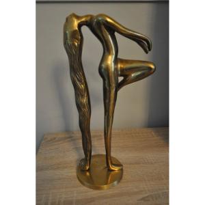 Sculpture Statuette En Bronze " Femme Nue à La Grande Chevelure " Année 60 - 70