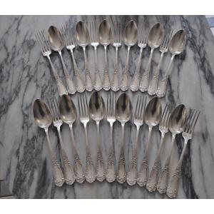 Sfam Housewife In Silver Metal Forks And Spoons Louis XV Rococo Cutlery Service